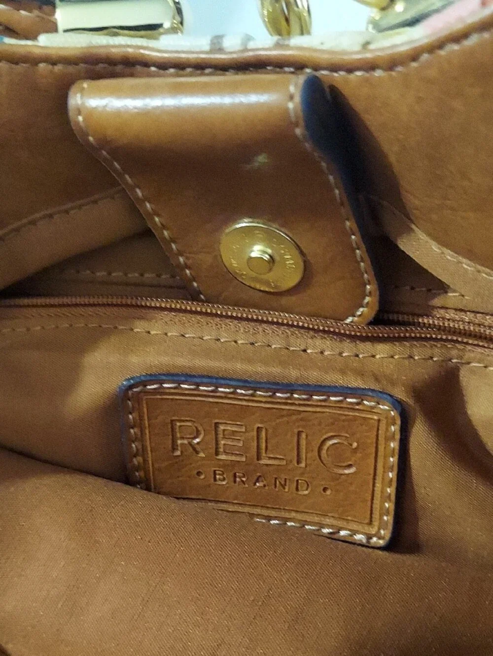 Relic Cream Floral Canvas Hobo with Brown Trim